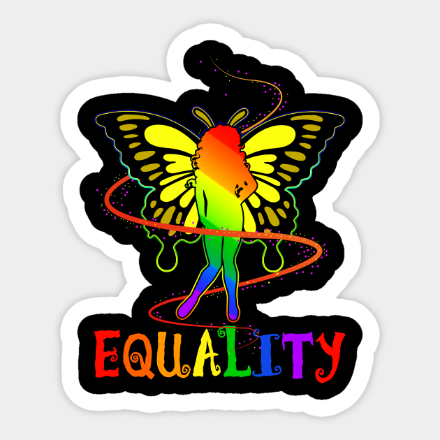 Rainbow Butterfly Lesbian LGBT Lgbt Sticker TeePublic